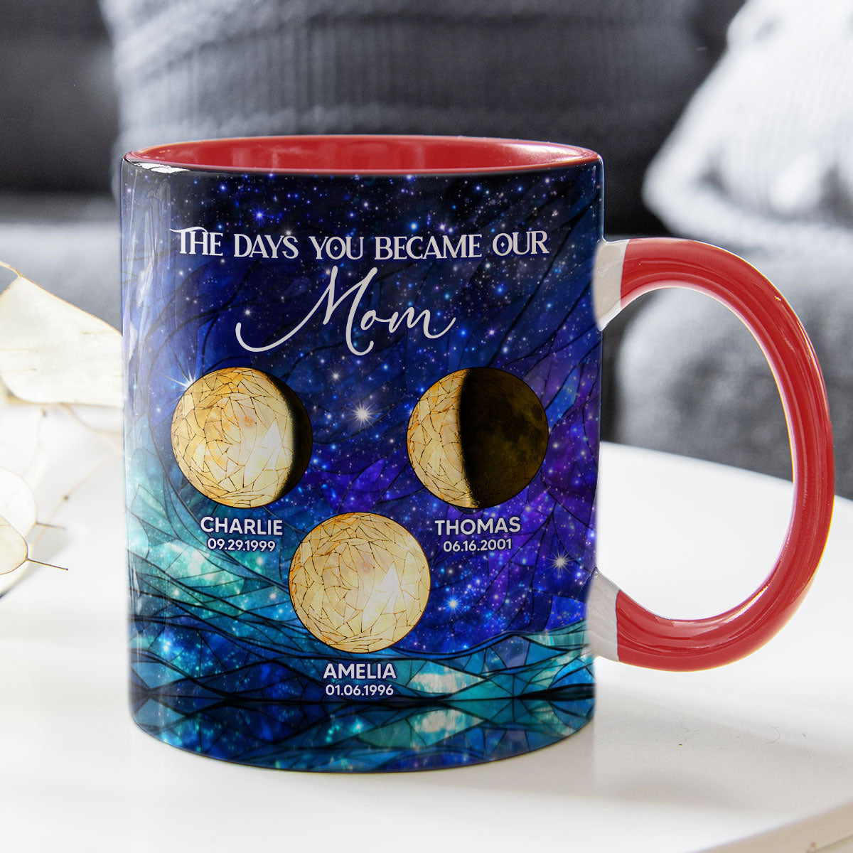 The Day You Became Our Mom, Custom Moon Phase by Date - Personalized Mug - Heartfelt Mother's Day Gift for Mom, Wife
