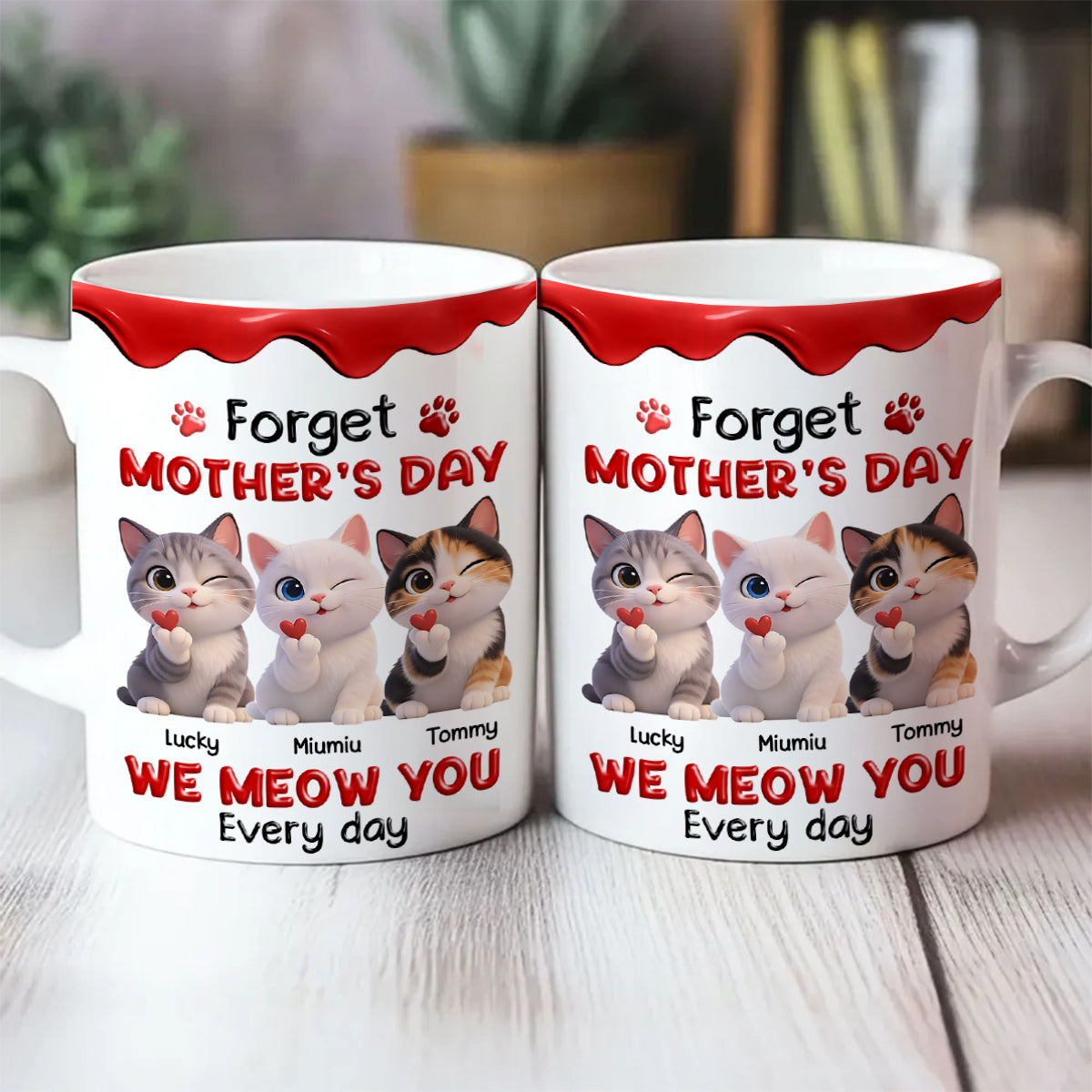 Forget Mother's Day I Meow You Every Day - Personalized Mug - Sentimental Gift for Cat Moms