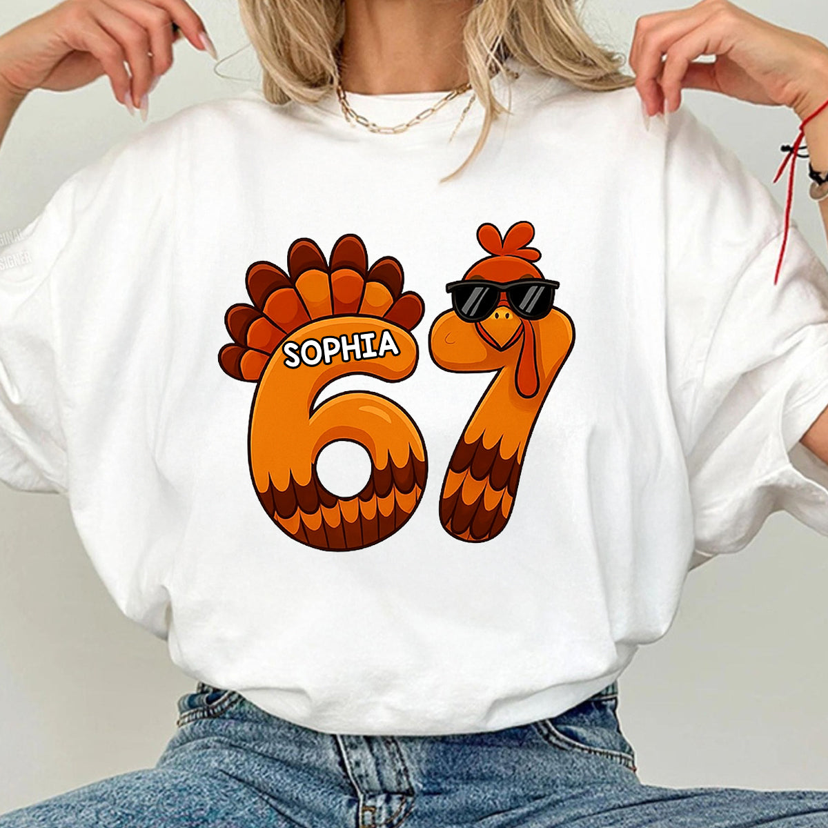 Viral Six Seven 67 Gen Z Funny Teen Slang Thanksgiving - Personalized Shirt - Christmas Gift for Daughter, Son, Grandkids