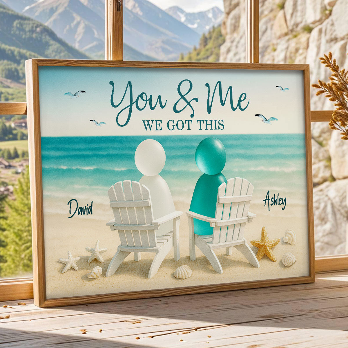 3D Sea Glass Effect Couple You & Me We Got This - Personalized Poster