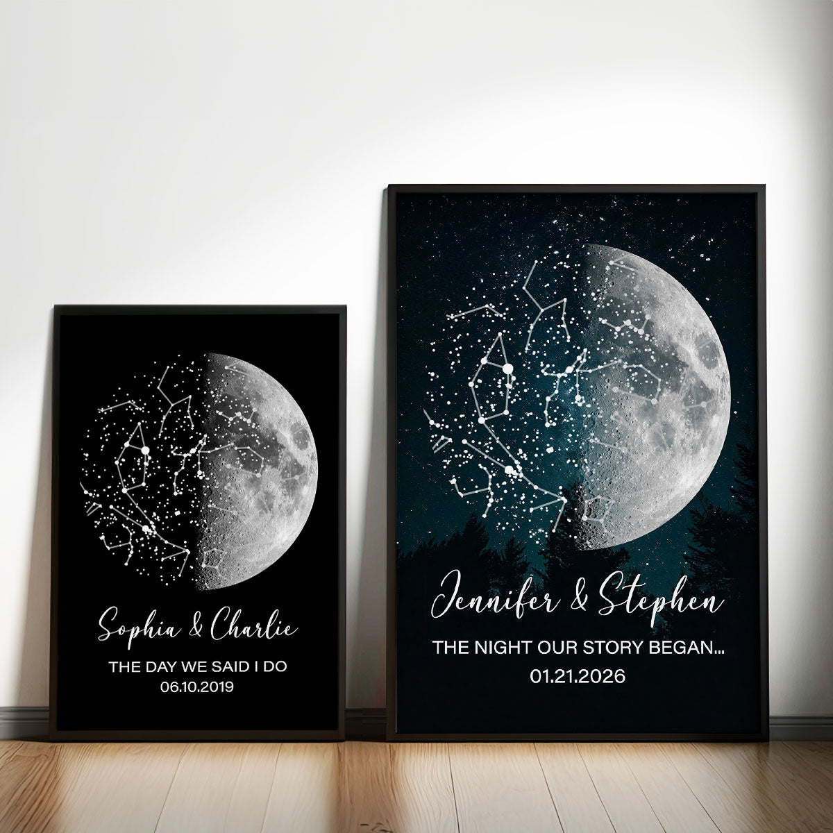 Custom Moon Phase & Star Map by Date - Personalized Poster - Heartfelt Anniversary Gift, Valentine's Day Gift for Her, for Him