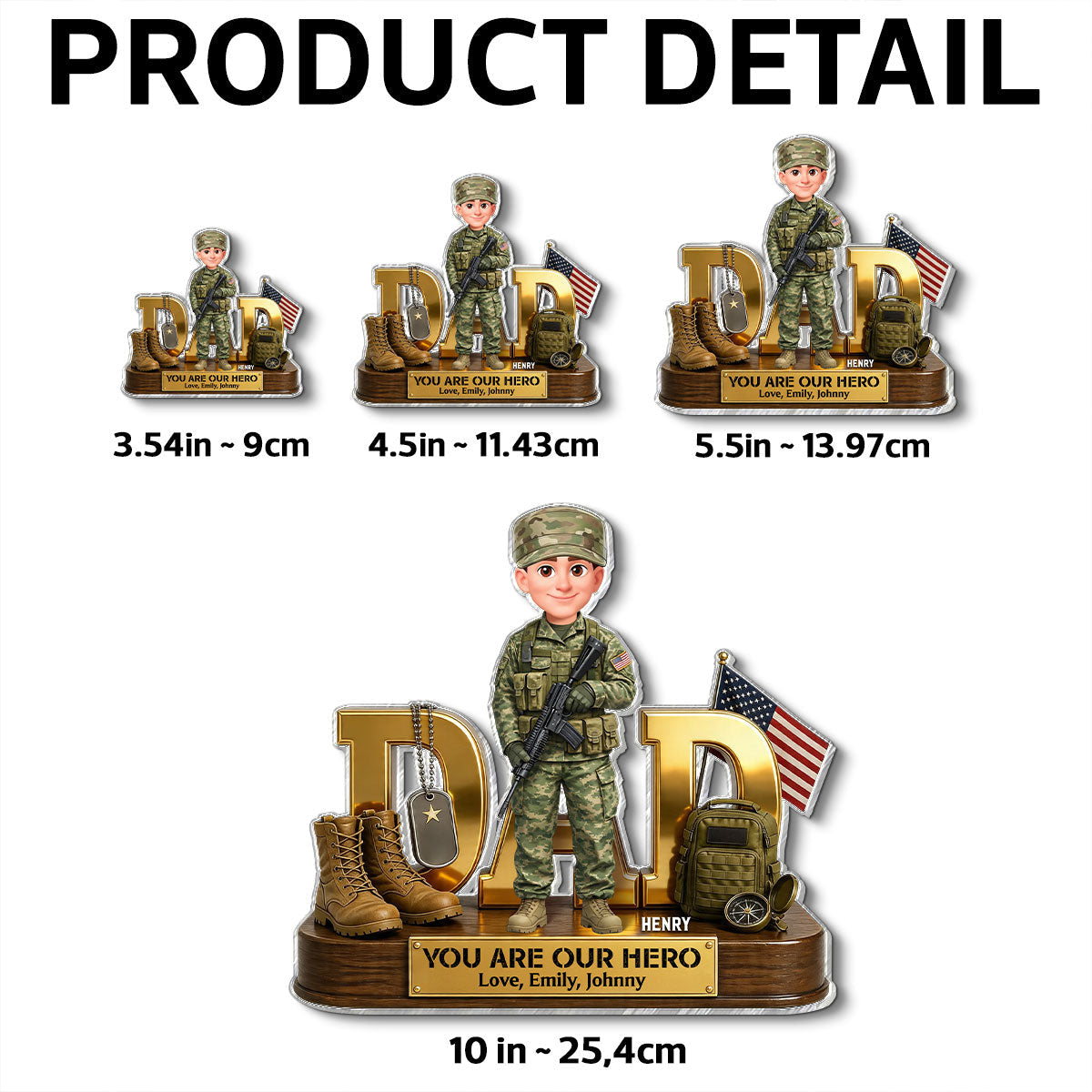 Proud American Army Millitary Dad - Personalized Acrylic Fridge Magnet - Father's Day Gift For Dad