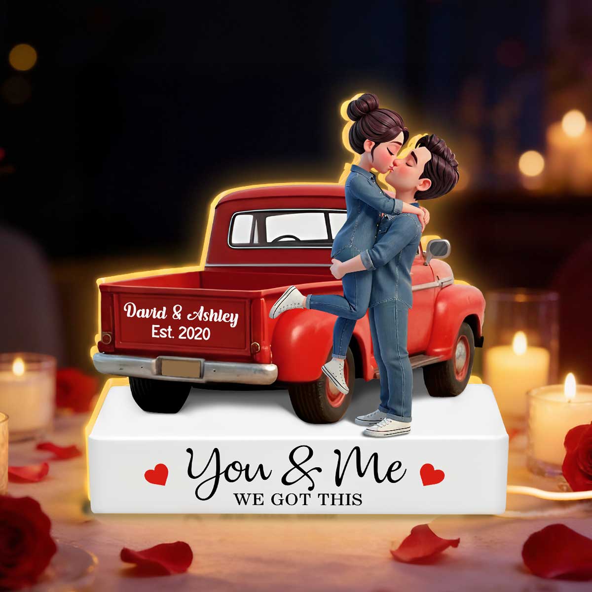 Romantic Couple Pickup Truck You & Me We Got This - Personalized Light Box - Valentine's Day Gift For Couple, Farmhouse Decor