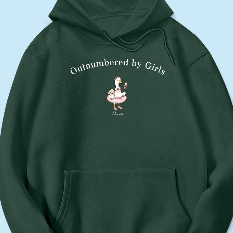 Outnumbered By Girls Cute Goose - Personalized Shirt - Father's Day Gift For Husband, Girl Dad