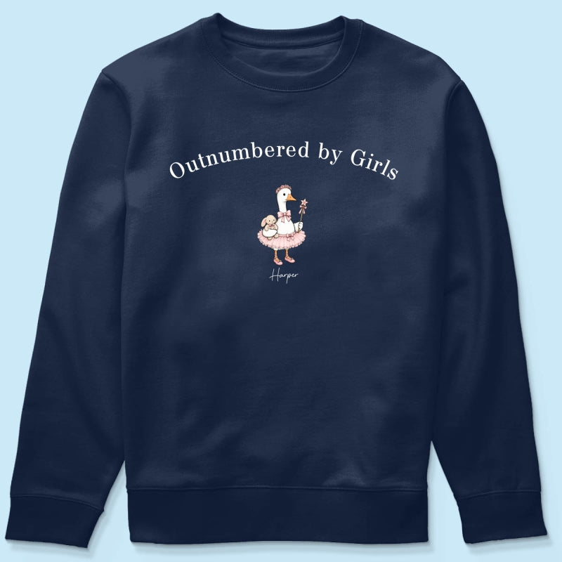 Outnumbered By Girls Cute Goose - Personalized Shirt - Father's Day Gift For Husband, Girl Dad