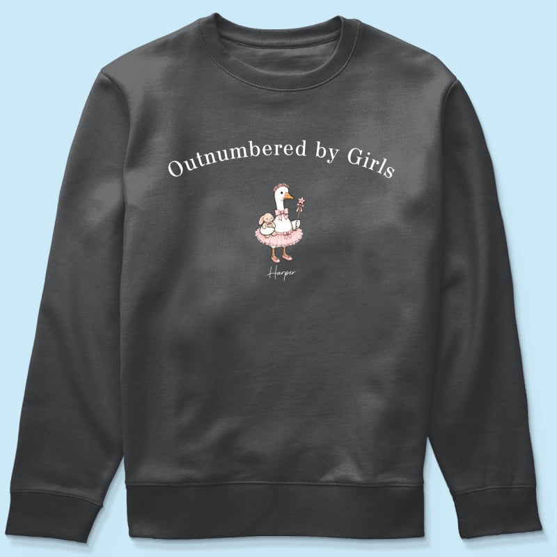 Outnumbered By Girls Cute Goose - Personalized Shirt - Father's Day Gift For Husband, Girl Dad