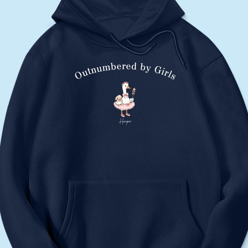 Outnumbered By Girls Cute Goose - Personalized Shirt - Father's Day Gift For Husband, Girl Dad