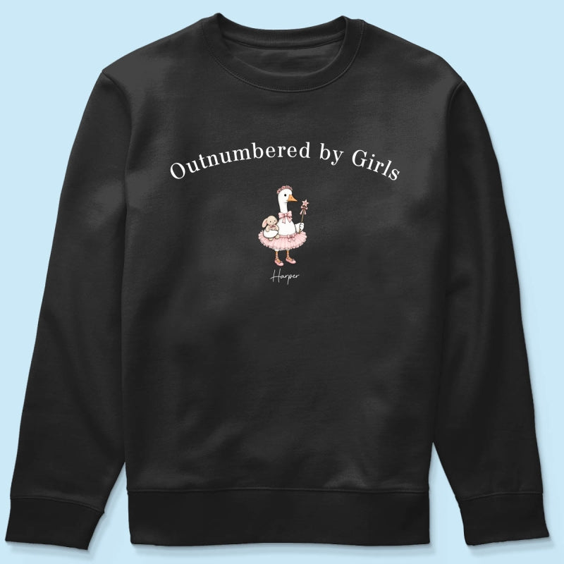 Outnumbered By Girls Cute Goose - Personalized Shirt - Father's Day Gift For Husband, Girl Dad