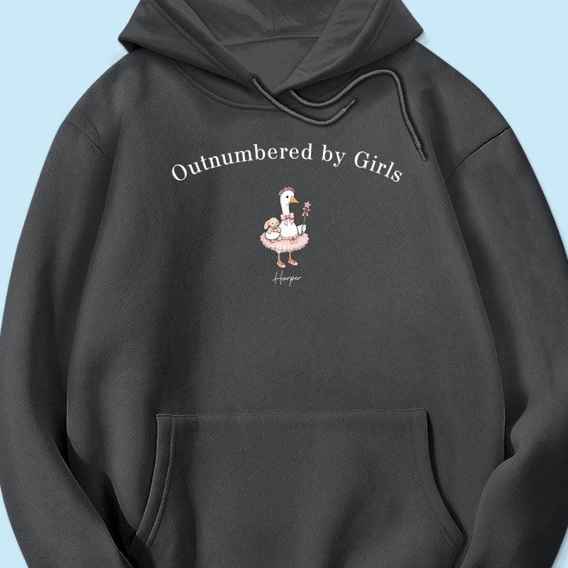 Outnumbered By Girls Cute Goose - Personalized Shirt - Father's Day Gift For Husband, Girl Dad