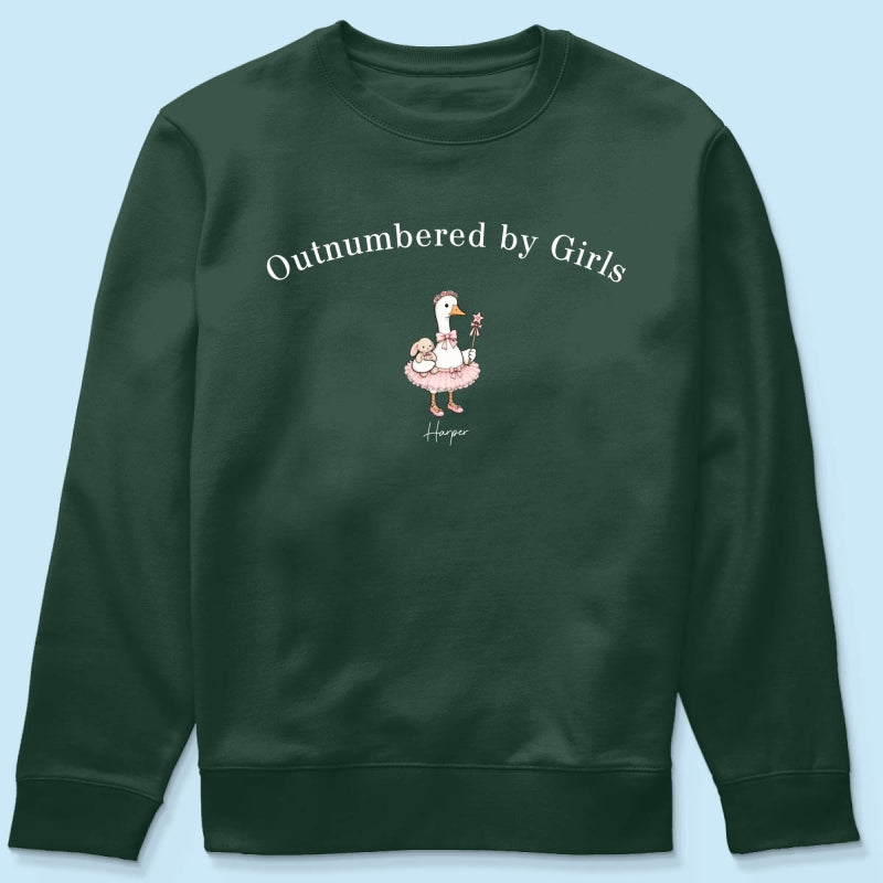 Outnumbered By Girls Cute Goose - Personalized Shirt - Father's Day Gift For Husband, Girl Dad