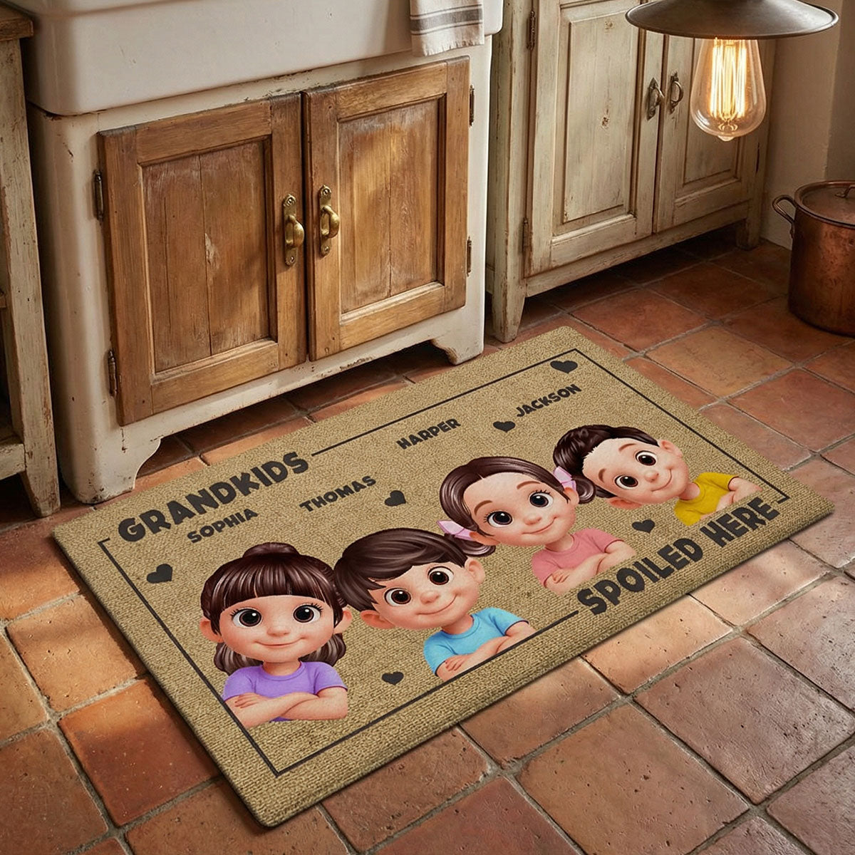 Grandkids Spoiled Here - Personalized Doormat - Mother's Day Gift For Grandma, Gift For Grandparents