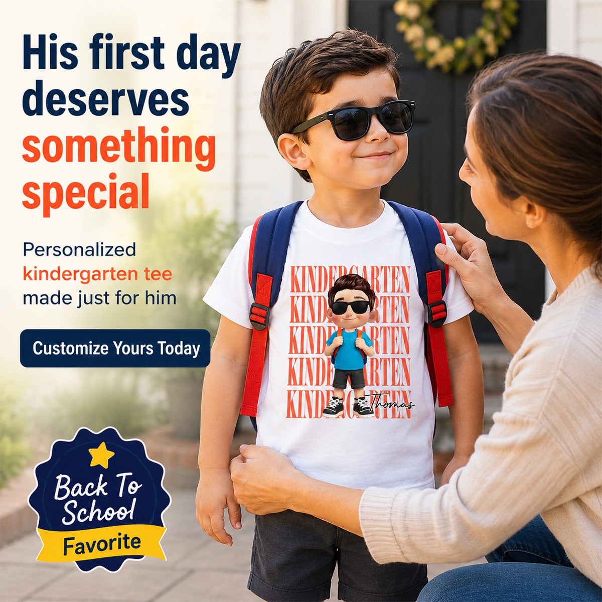 First Day Of School Cute Kid - Personalized Shirt - Back To School Gift