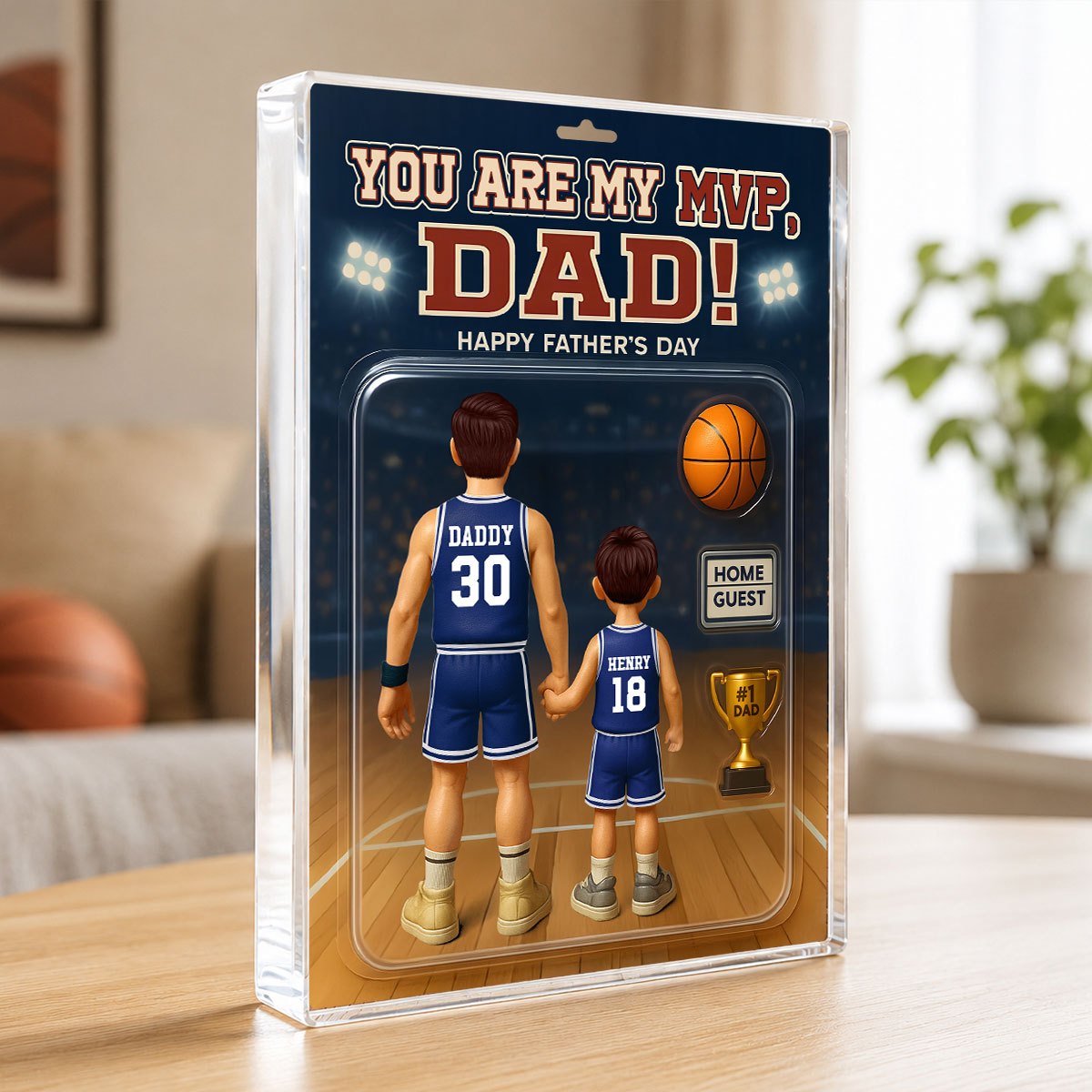 You Are My MVP Dad, Basketball Custom Figure - Personalized Acrylic Block Plaque - Gift For Dad, Husband, Grandpa