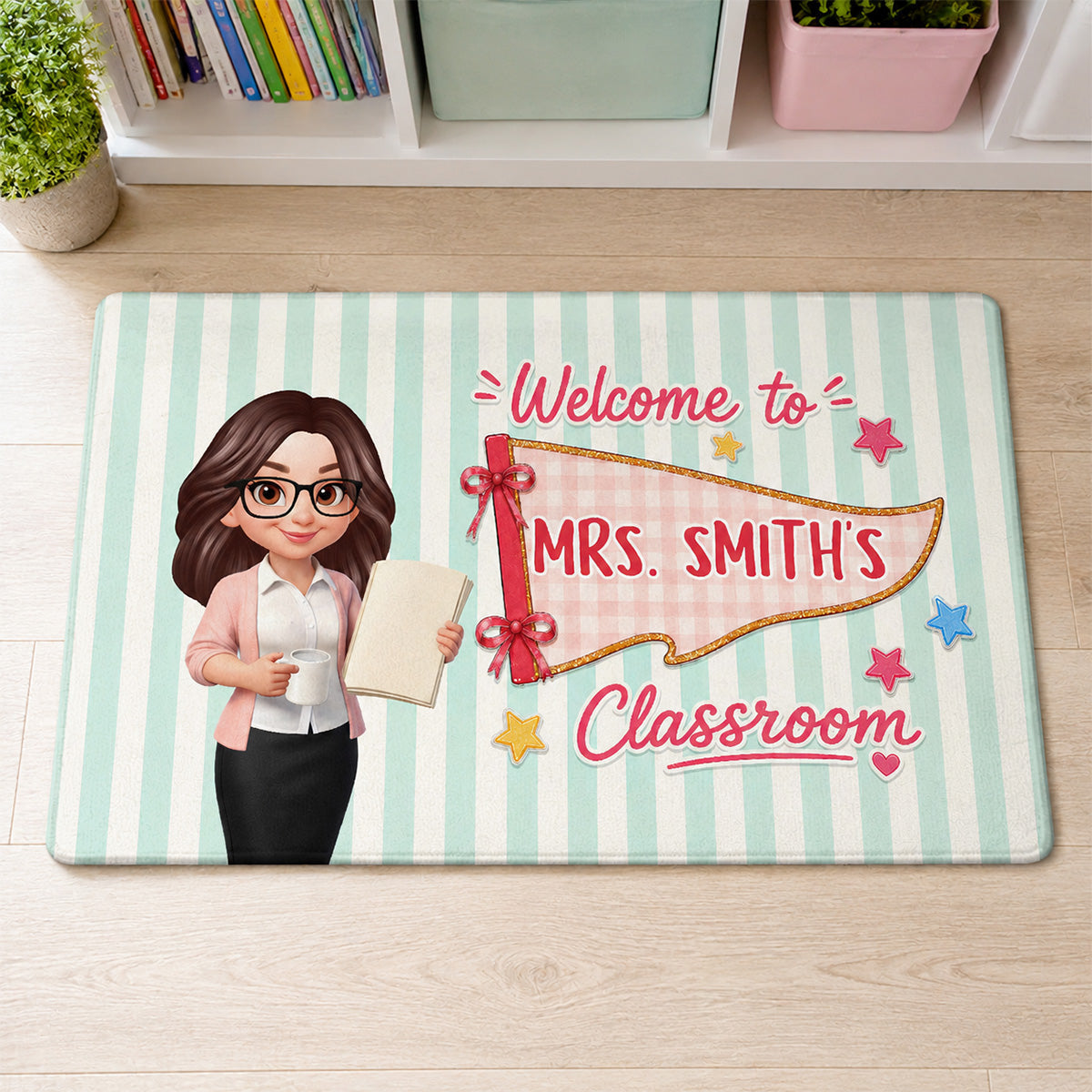 Pennant Vintage Welcome To Teacher Classroom - Personalized Doormat