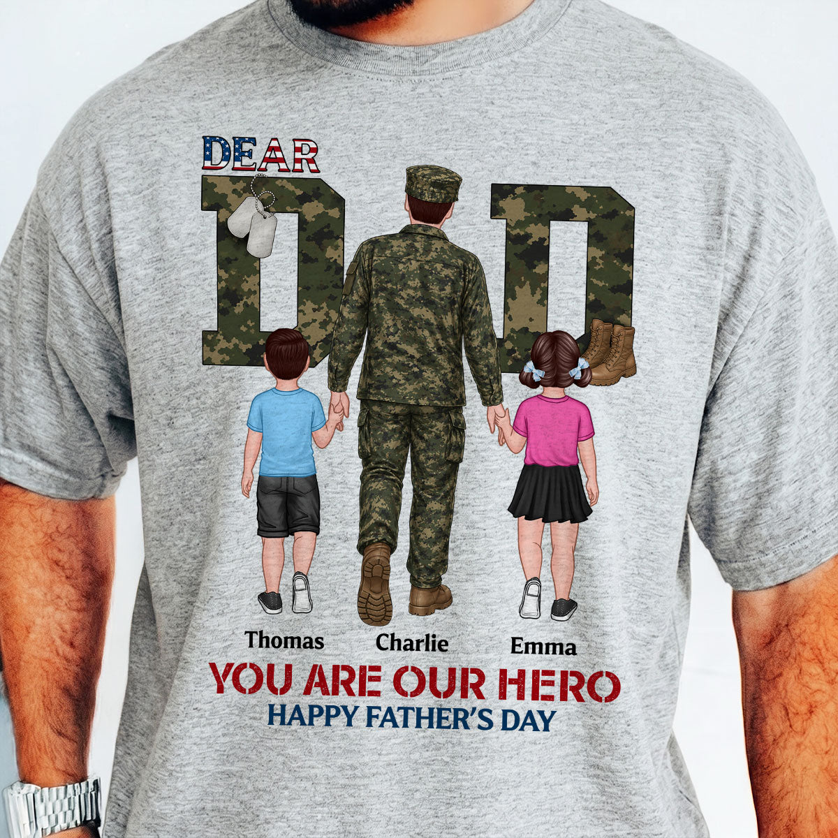 Nation Flag Army Dad You Are Our Hero - Personalized Shirt - Father's Day Gift For Dad, Husband