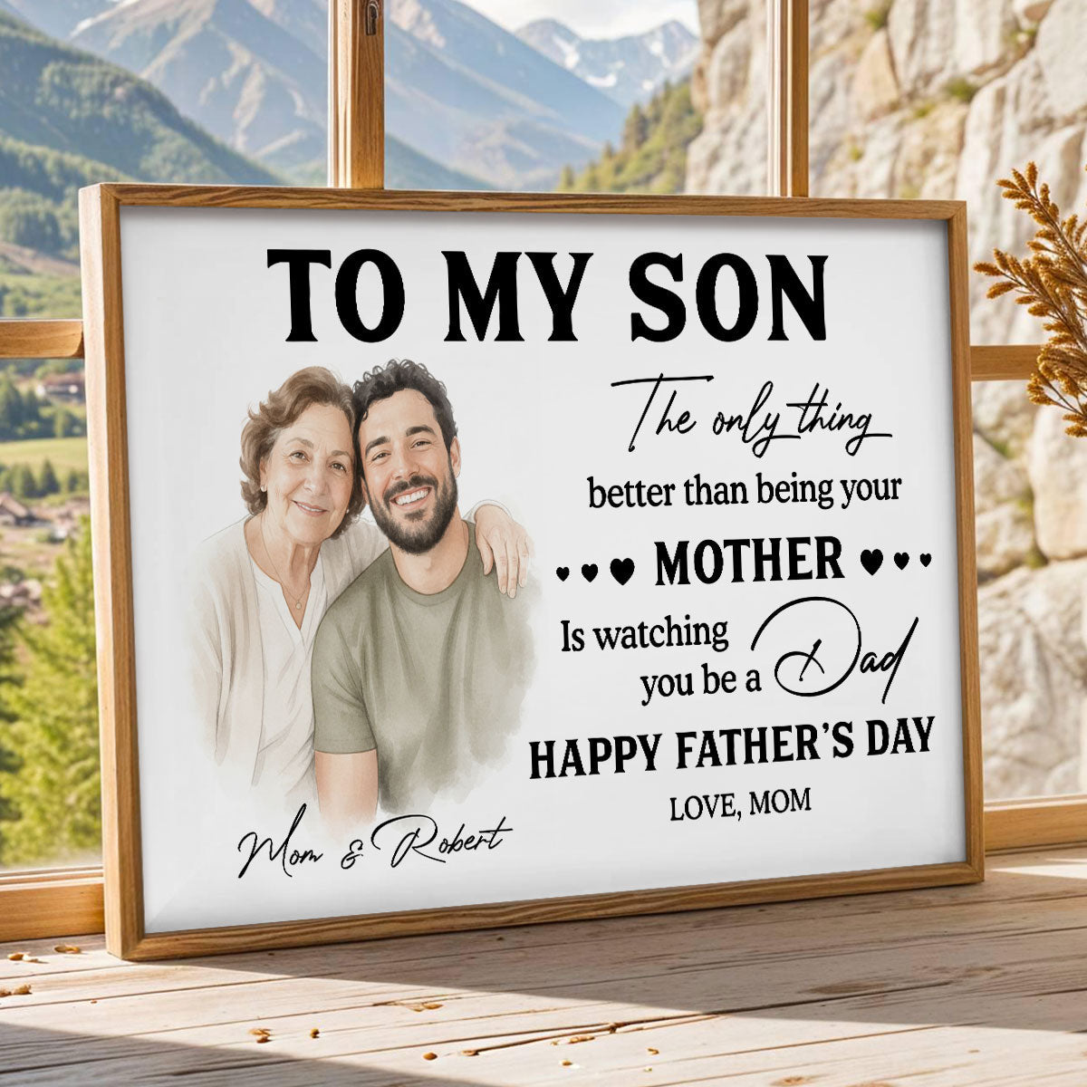 Watercolor Style To My Son From Mom - Personalized Poster - Father's Day Gift For Son