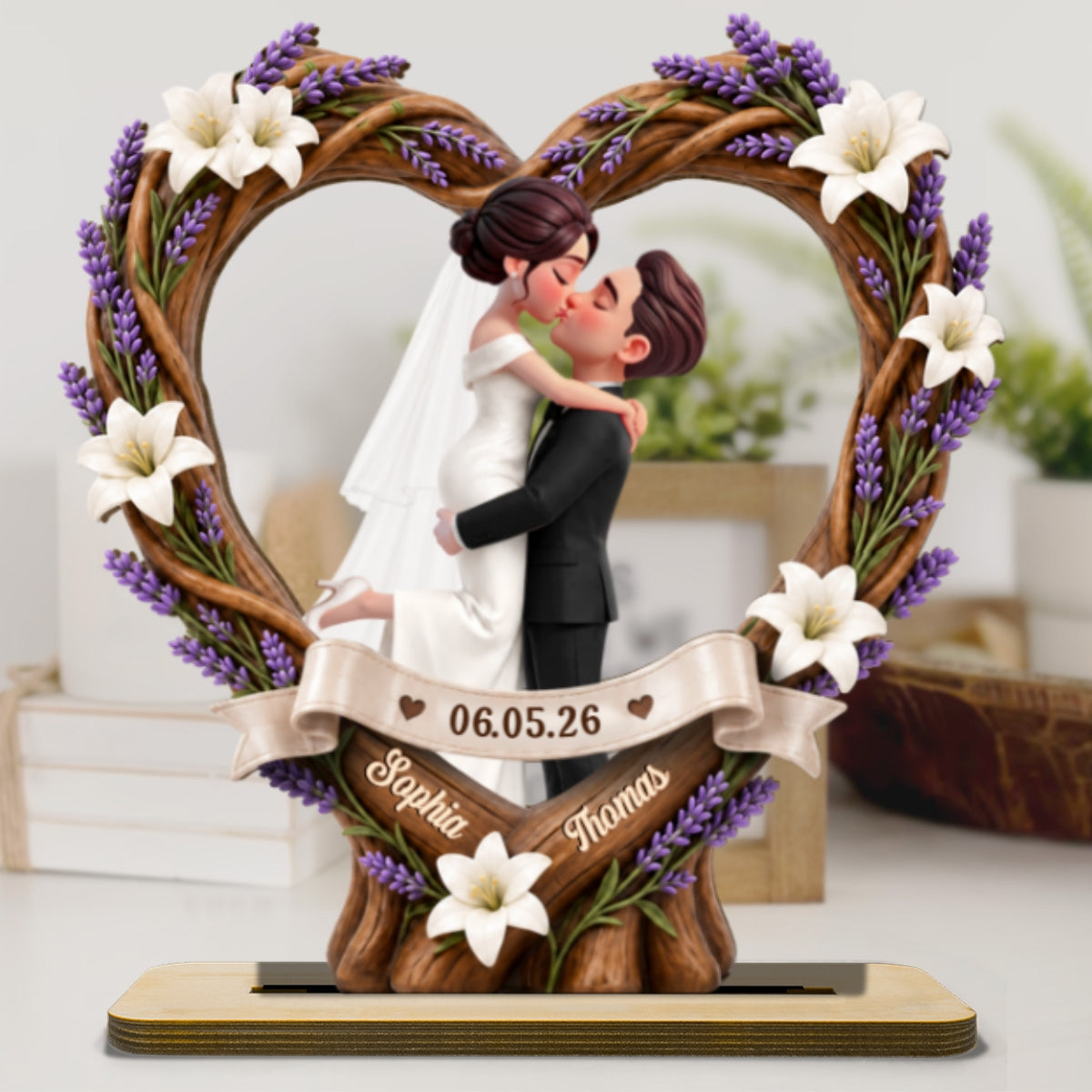 Rustic Heart Bride & Groom - Personalized Wooden Plaque - Wedding Gift, Anniversary Gift, Newlywed Gift