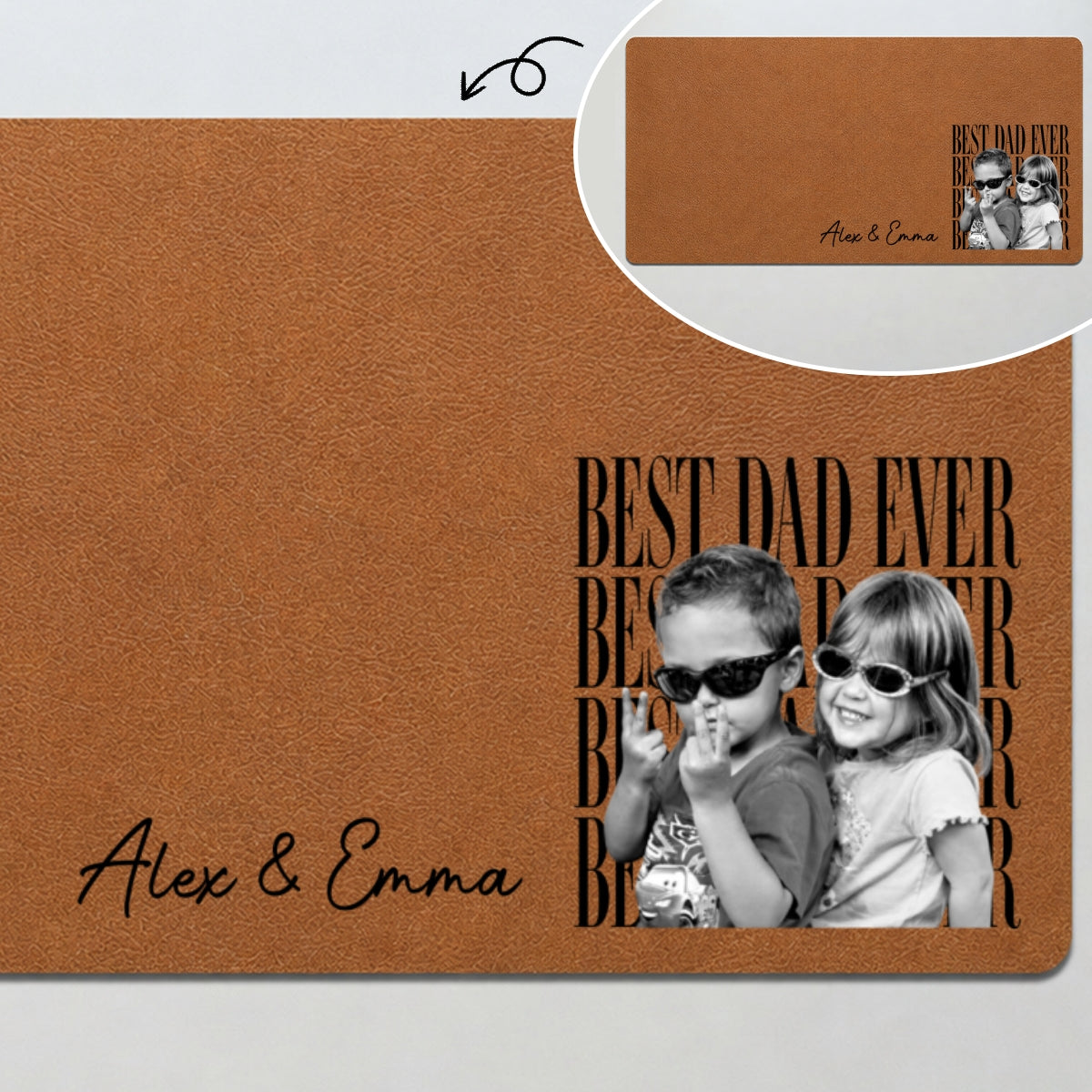 Best Dad Ever Custom Kids Photo - Personalized Desk Mat - Father's Day Gift For Dad, Husband