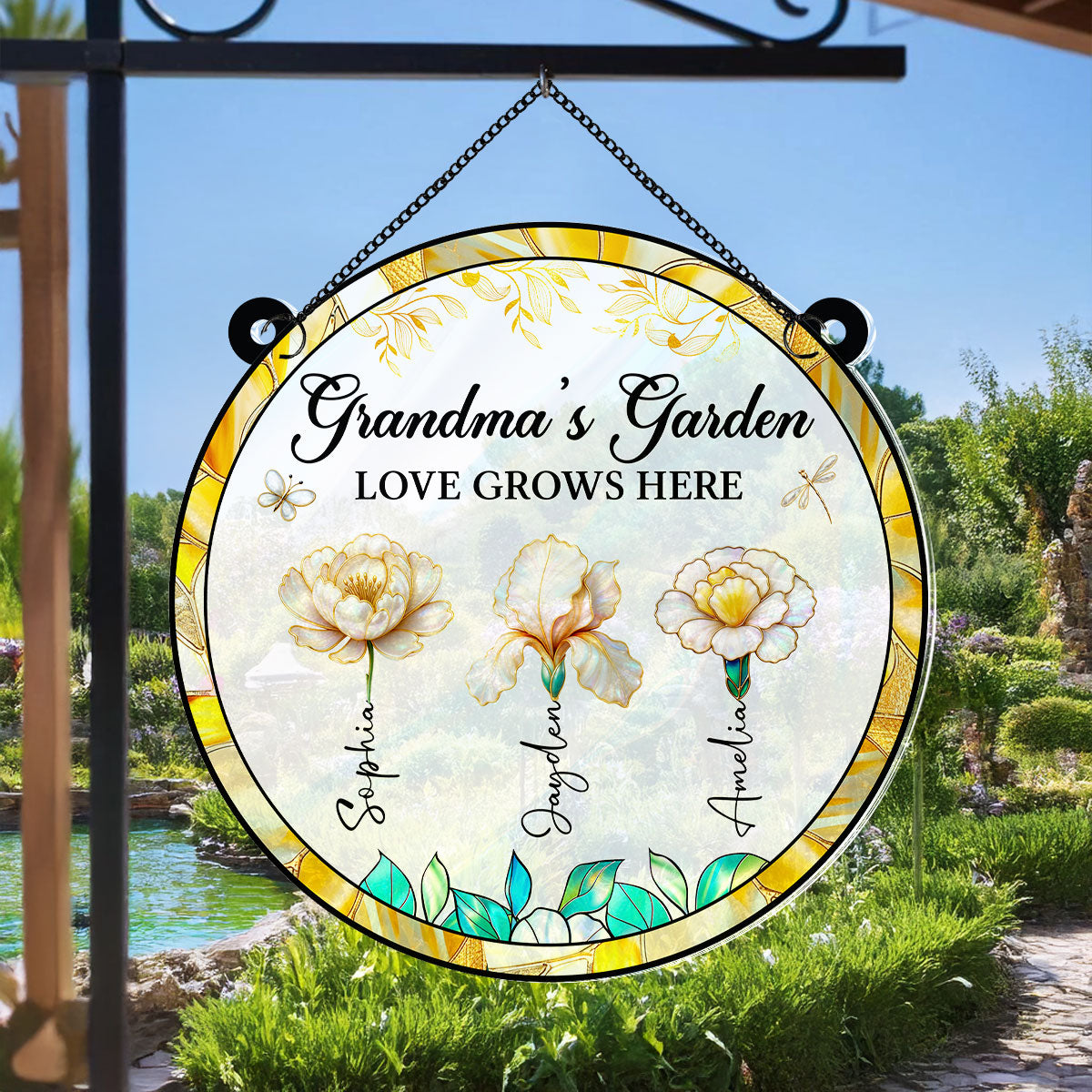 Grandma's Garden 3D Effect Birth Month Flowers - Personalized Suncatcher - Christmas, Birthday, Mother's Day Gift For Grandma