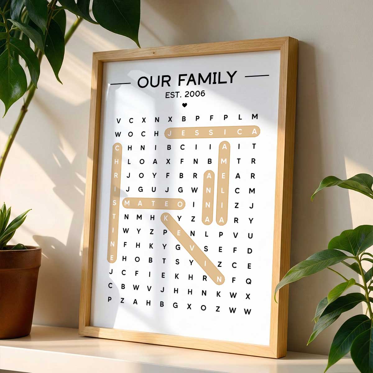 Our Family Word Search Puzzle Created In A Moment, Treasured Forever - Personalized Poster