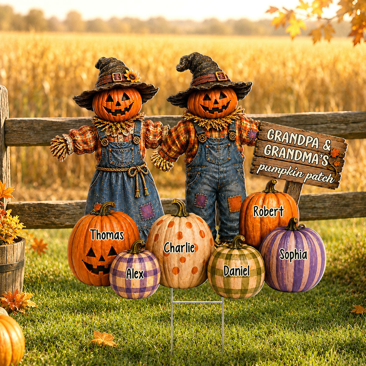 Halloween Fall Scarecrow Grandpa Grandma's Pumpkin Patch - Personalized Yard Sign - Fall Decor For Grandparents