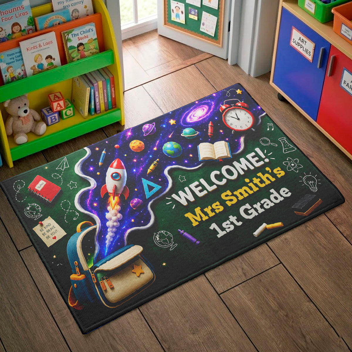 Out Of This World Adventure Welcome To Classroom - Personalized Doormat - Back To School Gift For Teacher, Classroom Decor