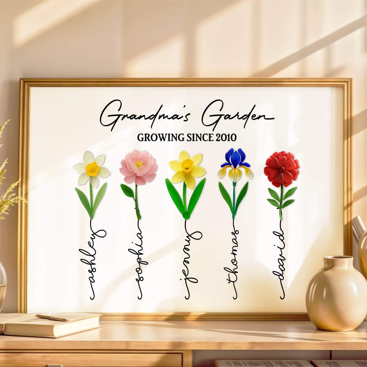 Grandma's Garden 3D Sea Glass - Personalized Poster - Christmas Gift for Grandma