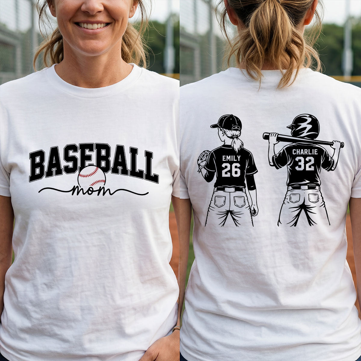 Baseball Mom Baseball Players - Personalized Personalized Double Sided Shirt- Mother's Day Gift For Baseball Mom, Wife