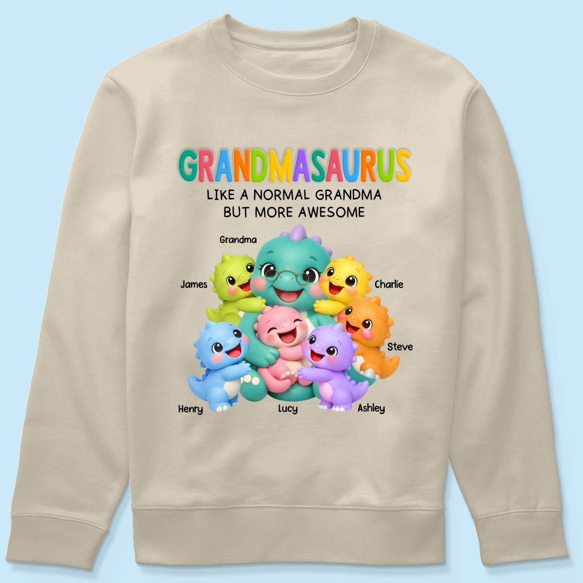 Colorful Cute Grandmasaurus Like Normal Grandma But More Awesome - Personalized Shirt - Gift For Grandma