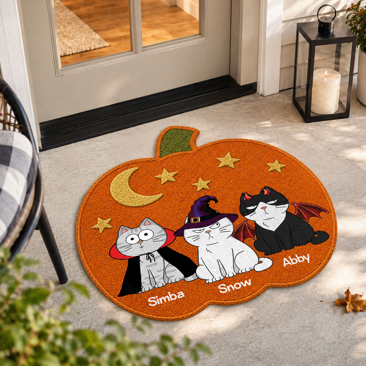 Halloween Pumpkin Cats Welcome - Personalized Doormat - Halloween Gift For Cat Lovers, Halloween Decoration