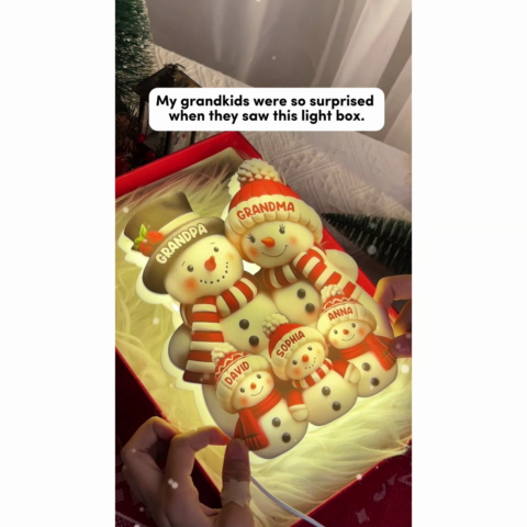 Cute Snowman 2D Flat Printed - Personalized Light Box - Christmas Decor For Family, Grandma, Grandpa