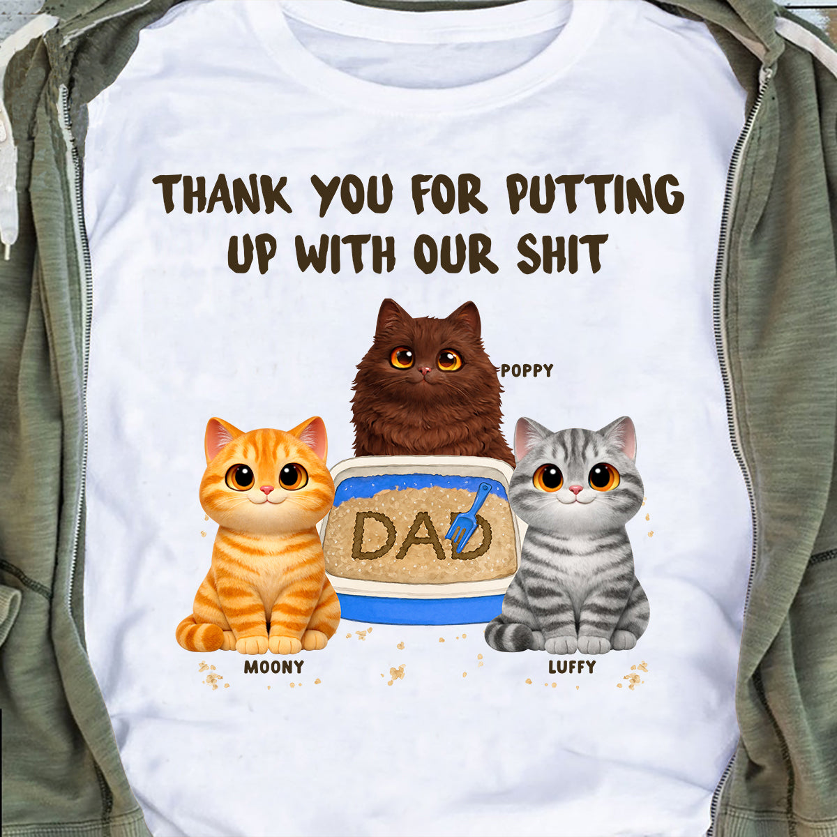 Thank You for Putting up with My Sh*t - Personalized Shirt - Funny Father's Day Gift for Cat Dad