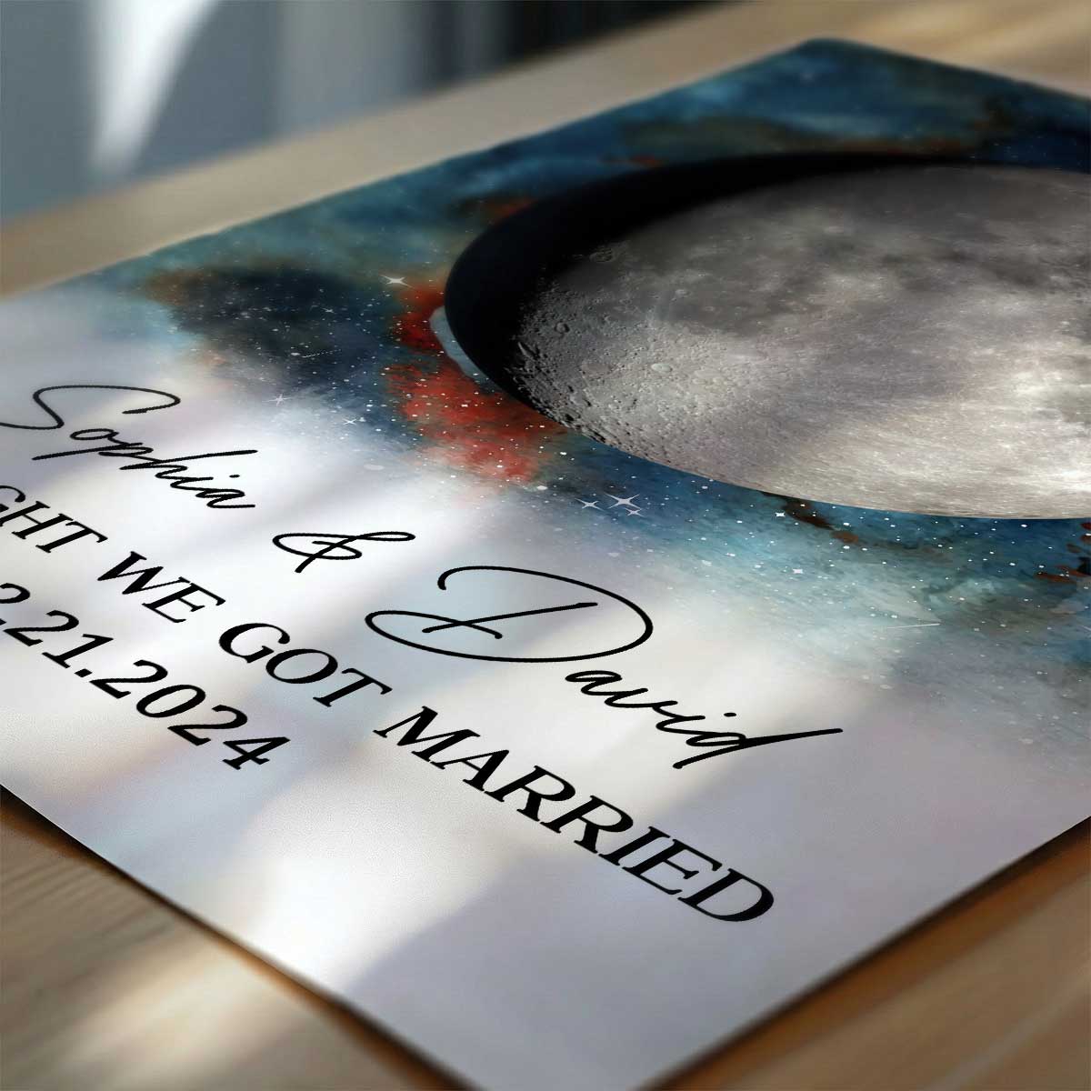 Gradient Galaxy Eternal Love Couple Custom Moon Phase Anniversary Date - Personalized Poster - Heartfelt Anniversary Gift, Valentine Gift, Wedding Gift For Couple