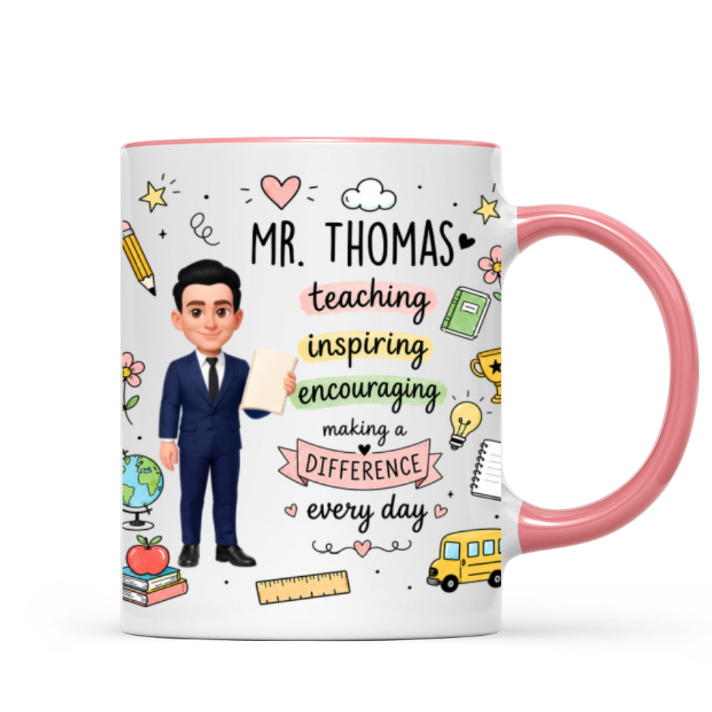 Teacher Teaching Inspiring Encouraging - Personalized Mug - Teacher Appreciation Gift, Back To School Gift For Teachers