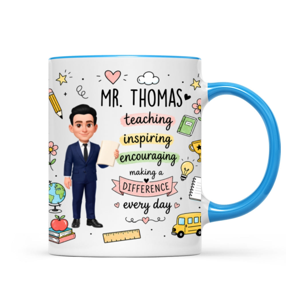 Teacher Teaching Inspiring Encouraging - Personalized Mug - Teacher Appreciation Gift, Back To School Gift For Teachers