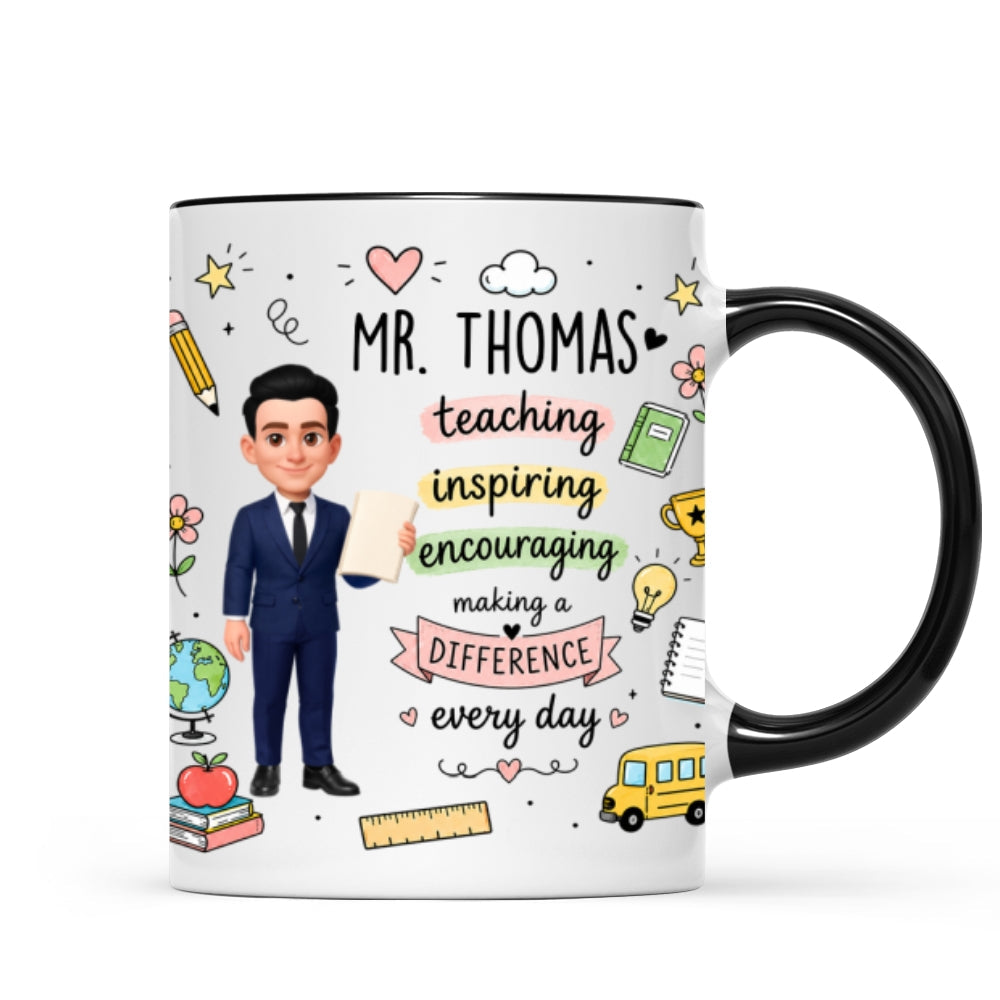 Teacher Teaching Inspiring Encouraging - Personalized Mug - Teacher Appreciation Gift, Back To School Gift For Teachers