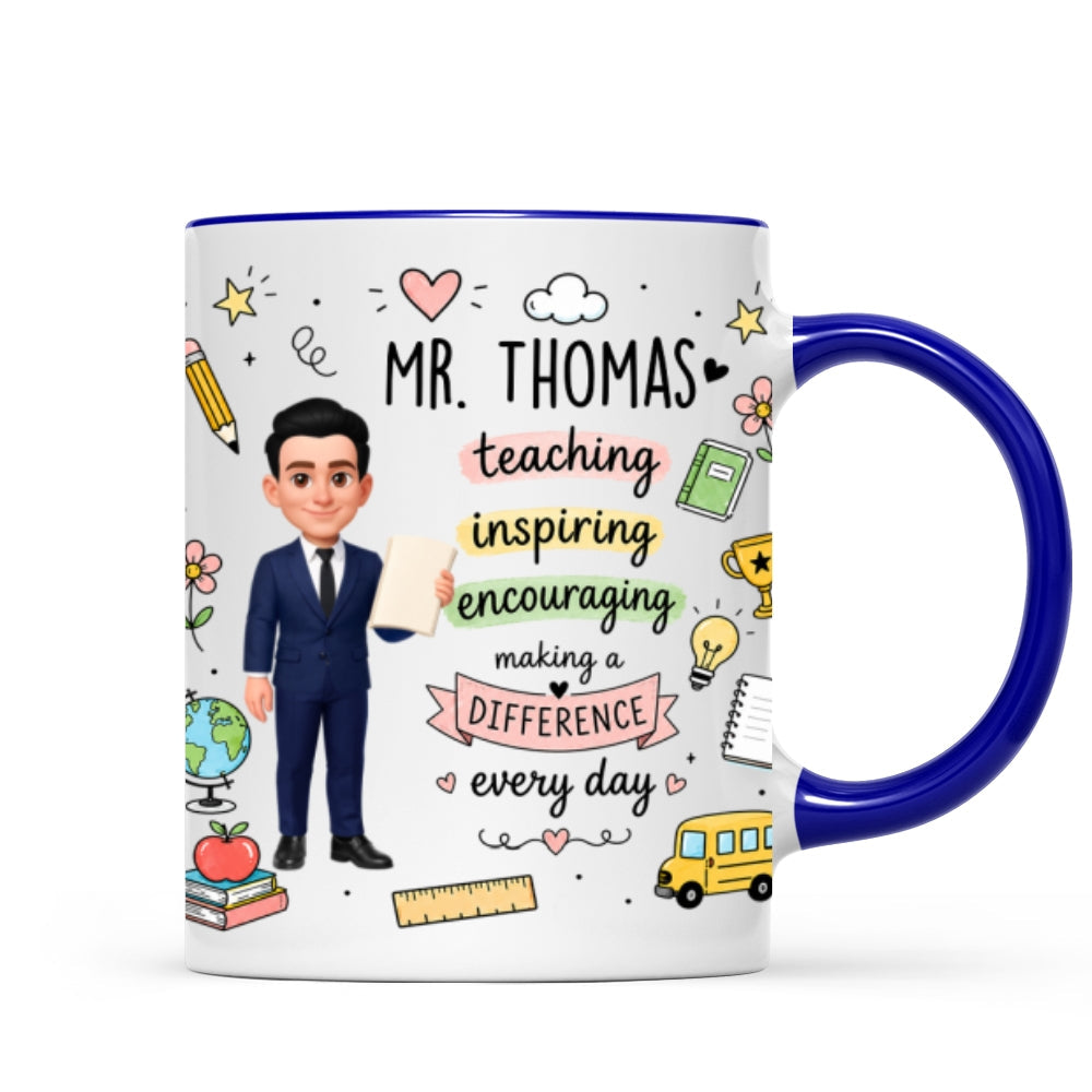Teacher Teaching Inspiring Encouraging - Personalized Mug - Teacher Appreciation Gift, Back To School Gift For Teachers