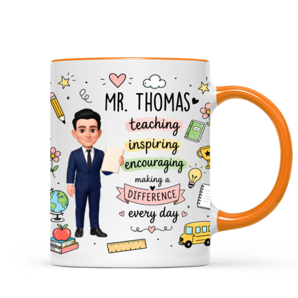 Teacher Teaching Inspiring Encouraging - Personalized Mug - Teacher Appreciation Gift, Back To School Gift For Teachers