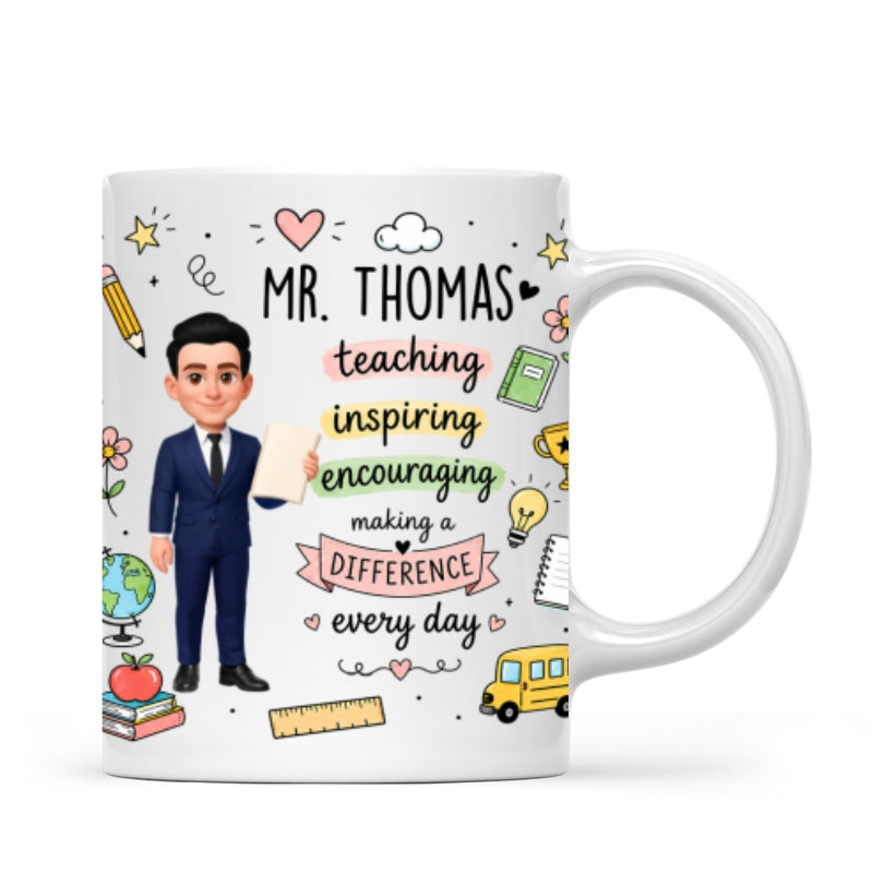 Teacher Teaching Inspiring Encouraging - Personalized Mug - Teacher Appreciation Gift, Back To School Gift For Teachers