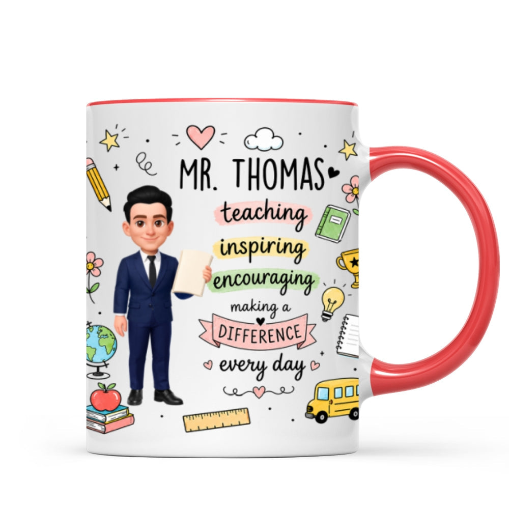 Teacher Teaching Inspiring Encouraging - Personalized Mug - Teacher Appreciation Gift, Back To School Gift For Teachers