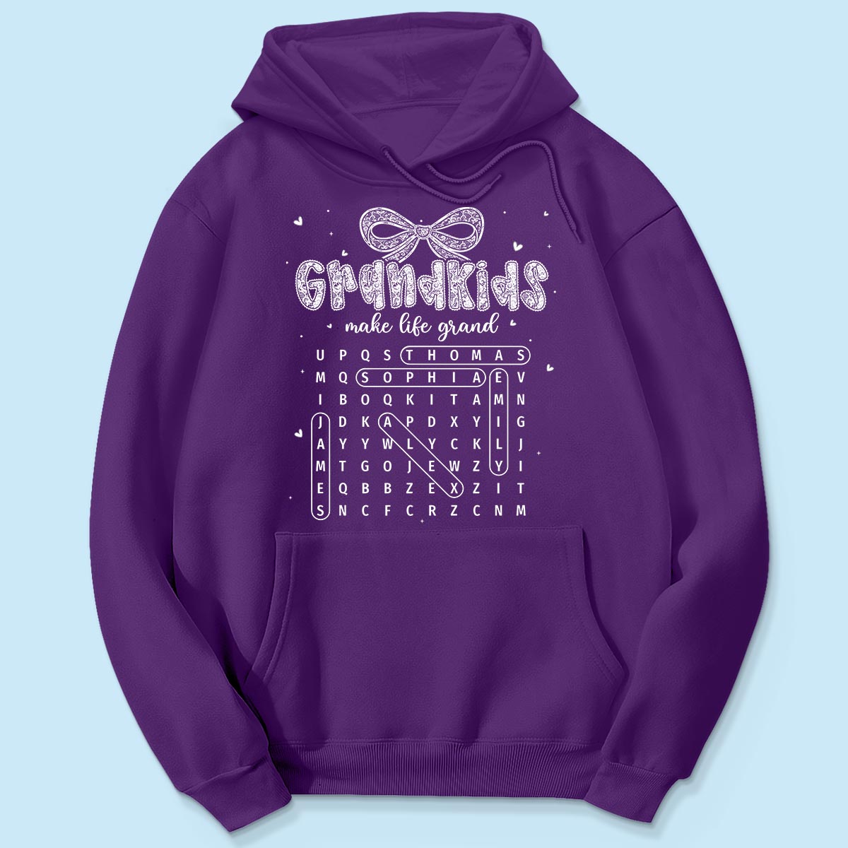 Lace Pattern Grandma Custom Grandkids Names Word Search Puzzle - Personalized Shirt - Gift For Grandma