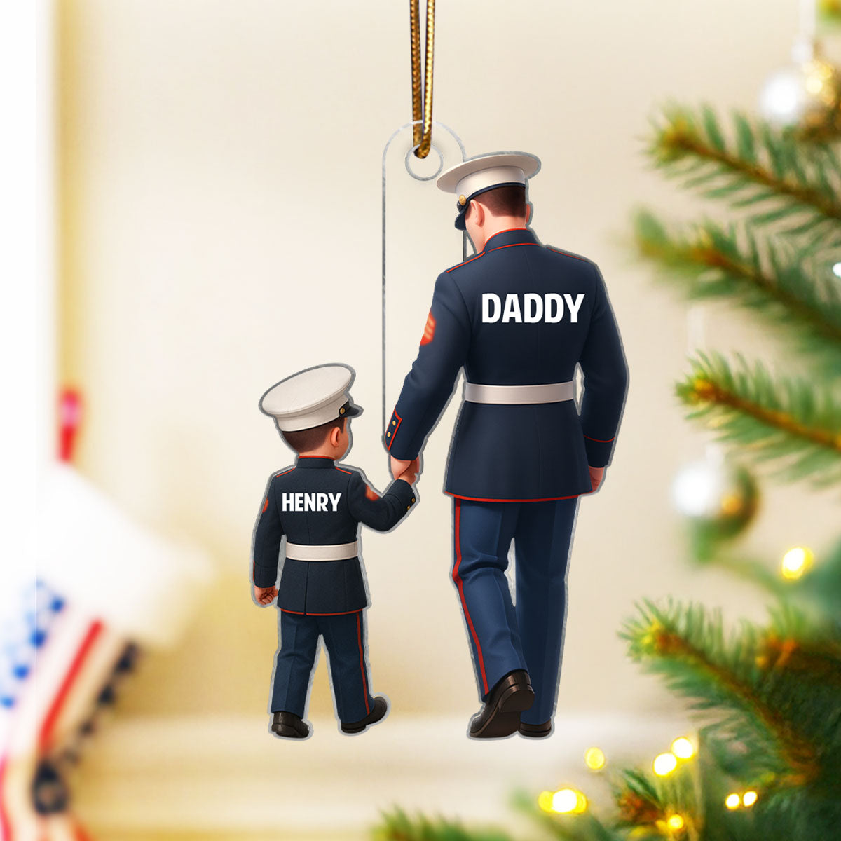 Marine Dad - Personalized Acrylic Orrnament - Perfect Christmas Gift for Marine Dad, for Husband