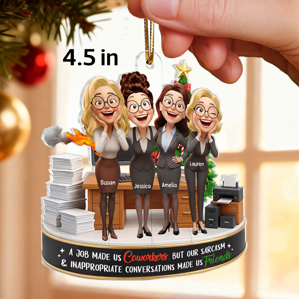 A Job Made us Coworkers - Personalized Acrylic Ornament - Funny Christmas Gift for Work Besties