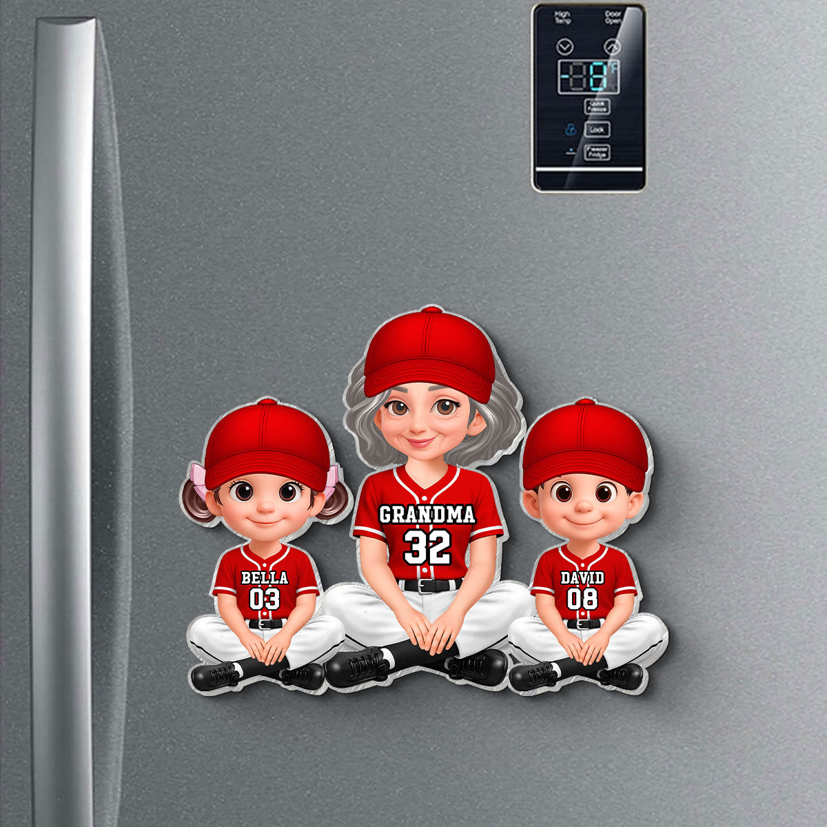 My Favorite Baseball Players Call Me Grandma - Personalized Acrylic Fridge Magnet - Mother's Day Gift For Grandma, Mom
