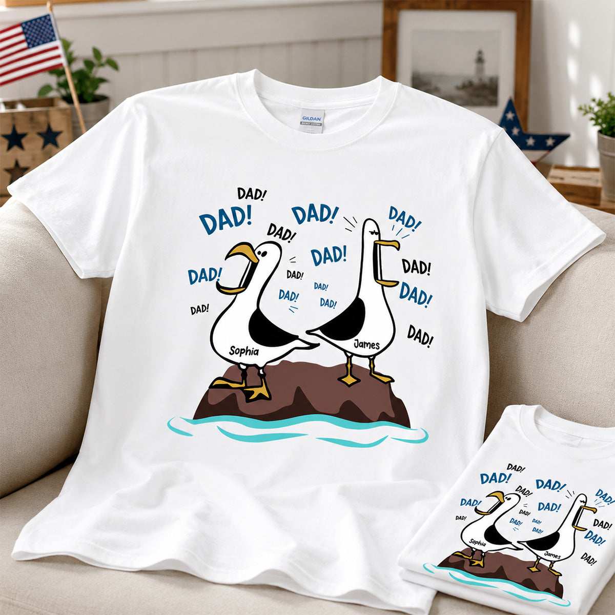Seagull Dad! Dad! Dad! - Personalized Shirt - Funny Father's Day Gift For Dad, Husband