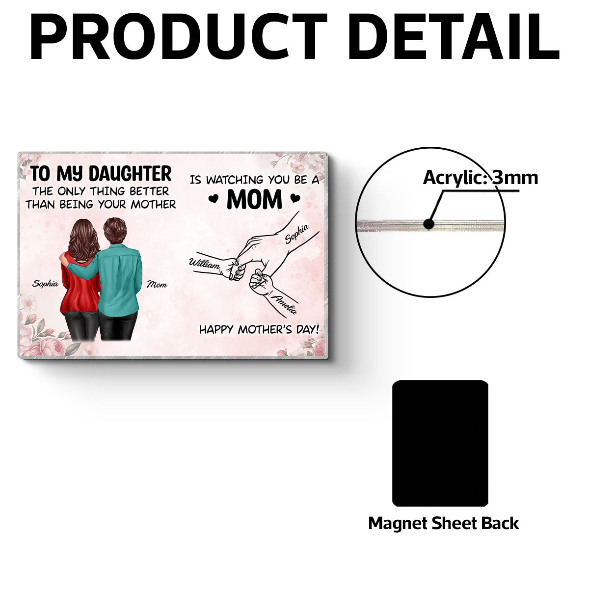From Mom To Daughter Watching You Be A Mom - Personalized Acrylic Fridge Magnet - Mother's Day Gift For Daughter