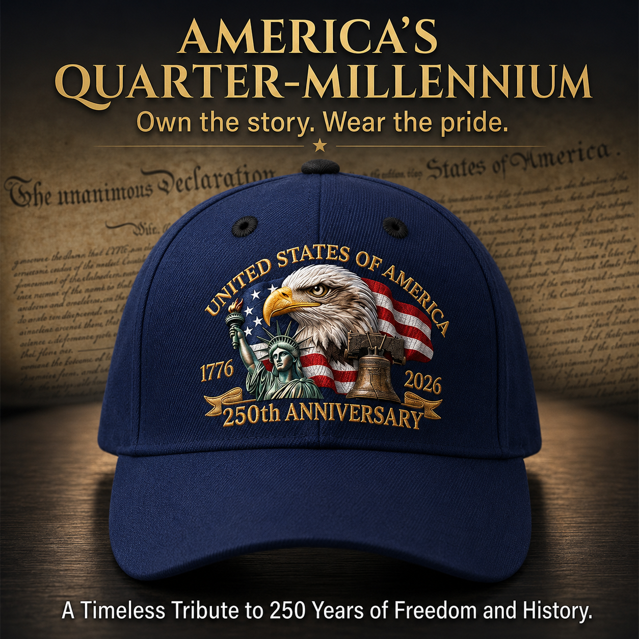 United States 250th Anniversary Eagle Liberty & Bell Printed - Personalized Classic Cap