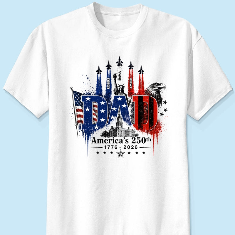 Patriotic Grandpa USA 250th Anniversary - Personalized Shirt - Father's Day Gift For Dad, Grandpa, Husband