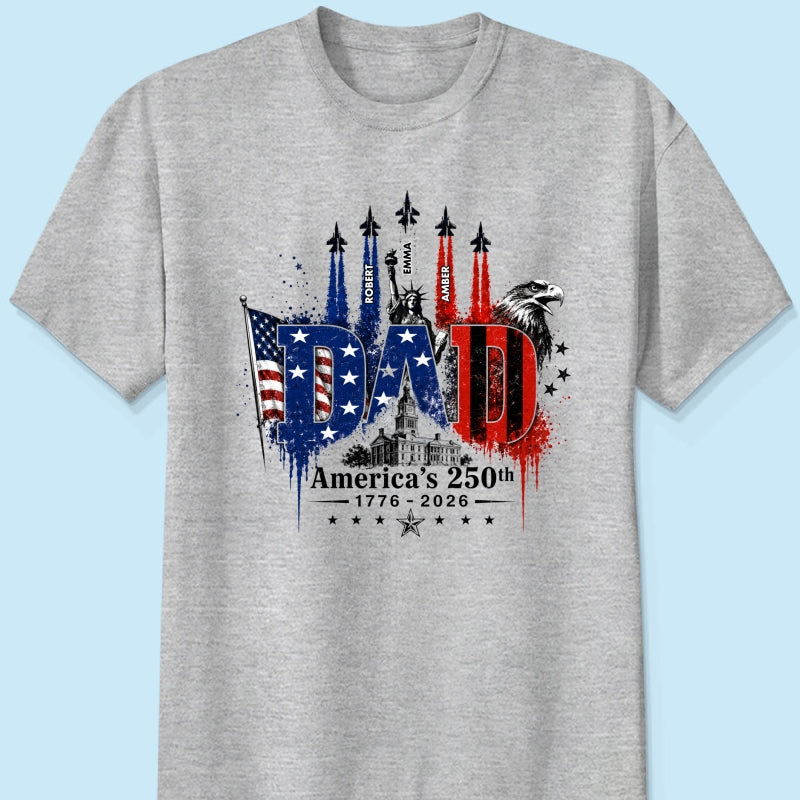 Patriotic Grandpa USA 250th Anniversary - Personalized Shirt - Father's Day Gift For Dad, Grandpa, Husband