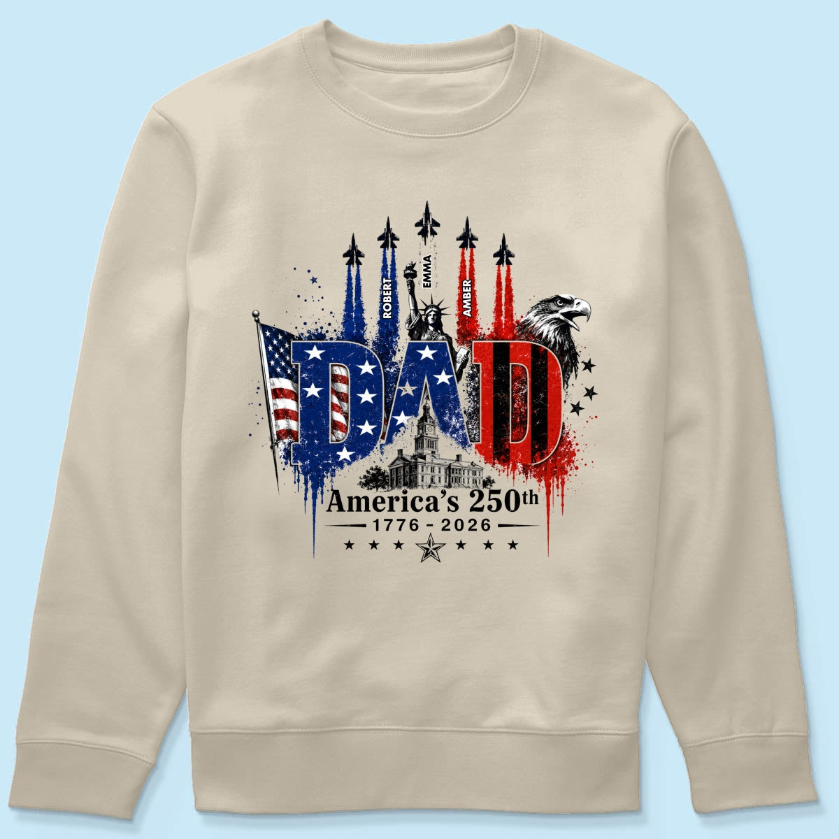 Patriotic Grandpa USA 250th Anniversary - Personalized Shirt - Father's Day Gift For Dad, Grandpa, Husband